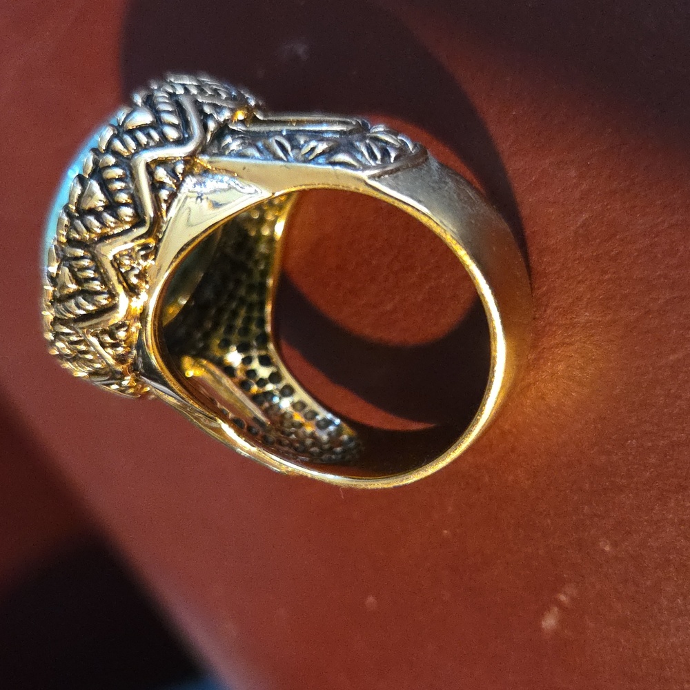Big Bold BarseTurquoise and Bronze Women's or Mens Ring Size 9.5 - Picture 4 of 10